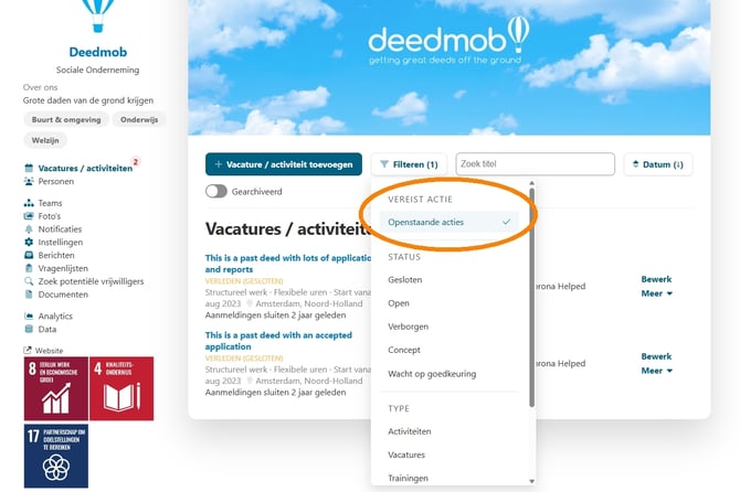 activiteitsfilter
